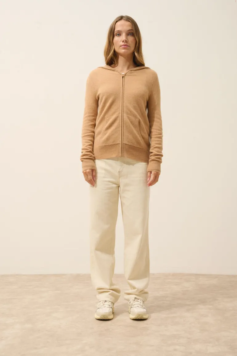 DEBBIE gilet col zippé capuche sahara