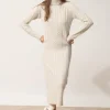 DOLKAR robe col roulé gris clair chiné