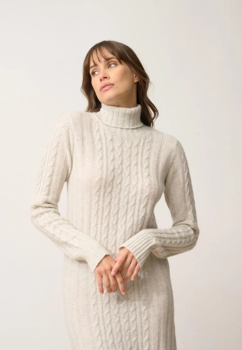 DOLKAR robe col roulé gris clair chiné