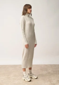 DOLKAR robe col roulé gris clair chiné