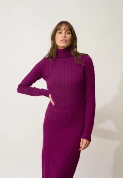 DOLKAR robe col roulé prune