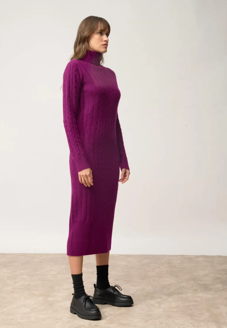 DOLKAR robe col roulé prune