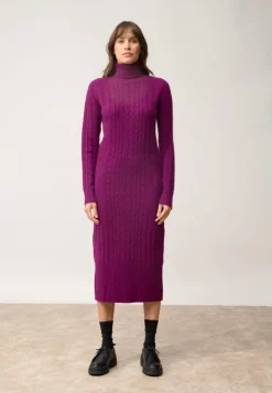 DOLKAR robe col roulé prune