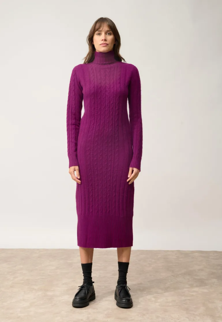 DOLKAR robe col roulé prune