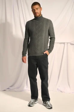 DORJE pull col roulé anthracite chiné