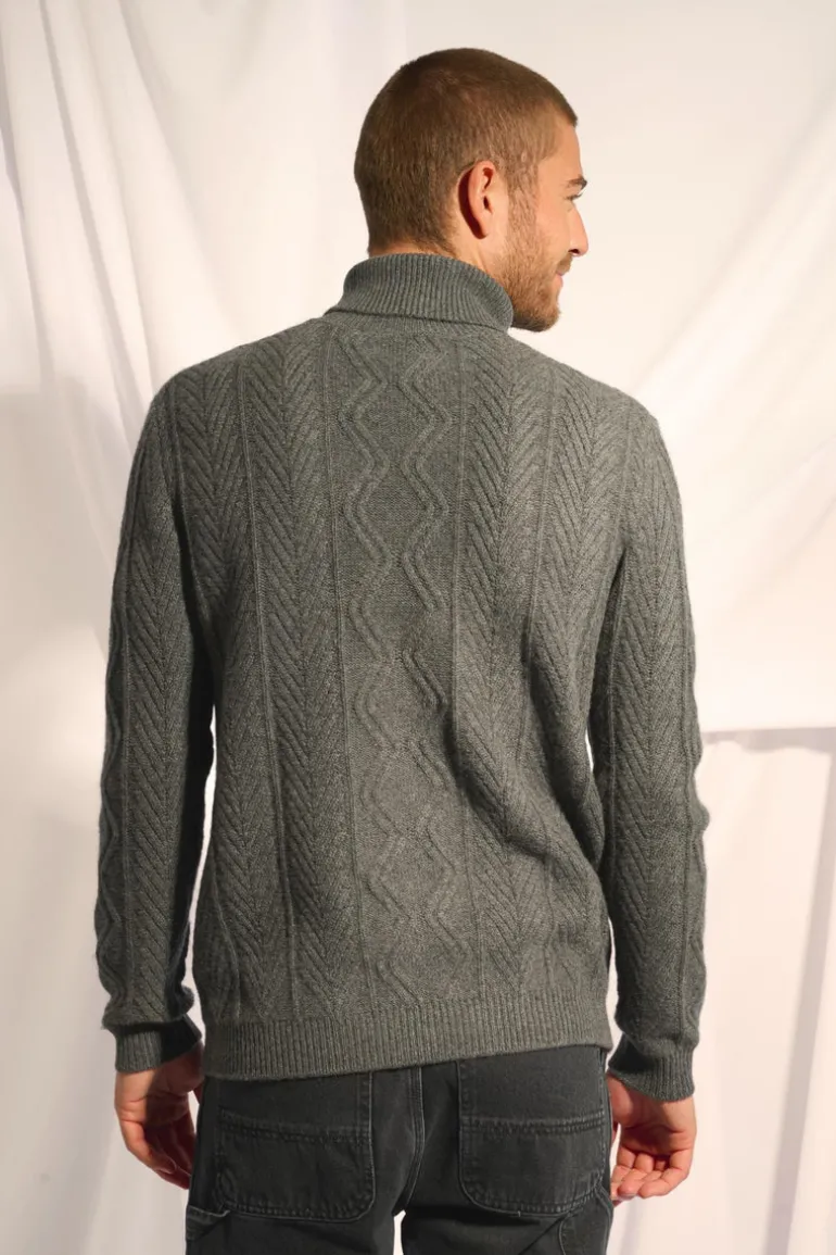 DORJE pull col roulé anthracite chiné