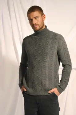 DORJE pull col roulé anthracite chiné