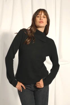DUNDEE pull col roulé noir