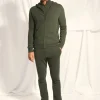 ELLIOT gilet col zippé capuche kaki chiné
