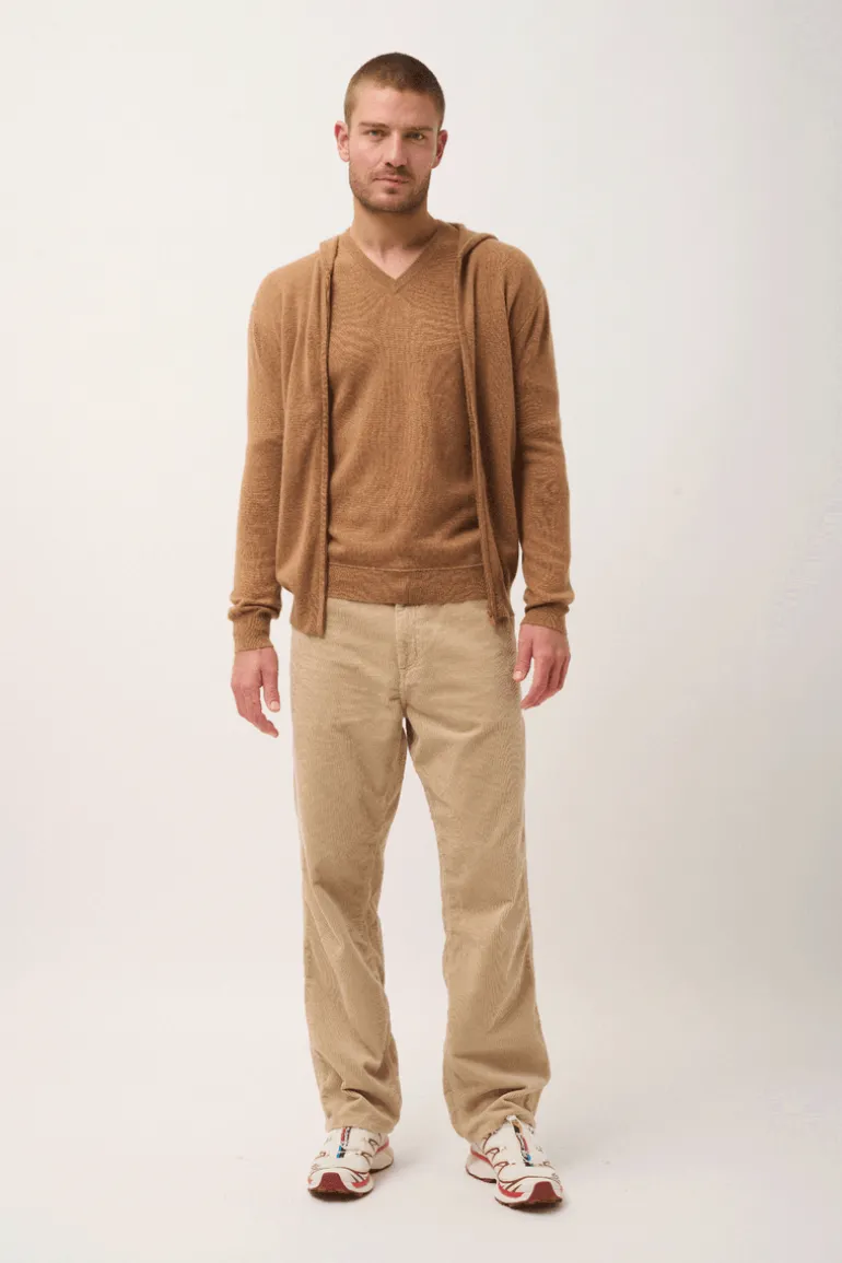 ELLIOT gilet col zippé capuche noisette