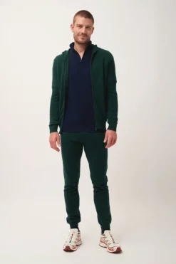 ELLIOT gilet col zippé capuche cyprès