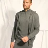 ELLIOT gilet col zippé capuche anthracite chiné