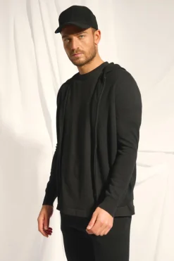 ELLIOT gilet col zippé capuche noir