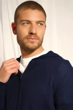 ELLIOT gilet col zippé capuche navy