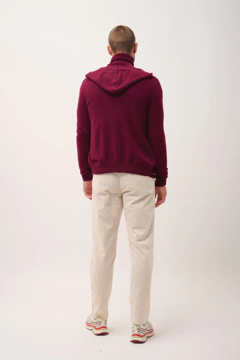 ELLIOT gilet col zippé capuche bordeaux
