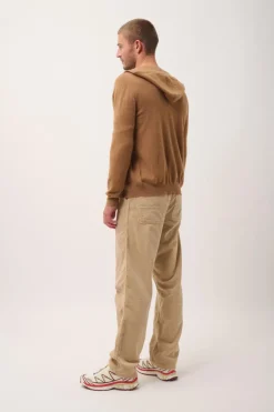 ELLIOT gilet col zippé capuche noisette
