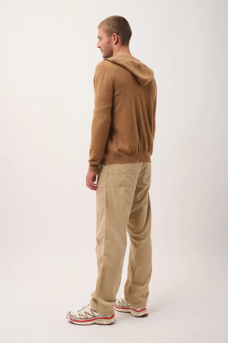ELLIOT gilet col zippé capuche noisette