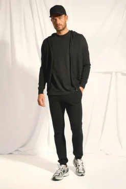 ELLIOT gilet col zippé capuche noir