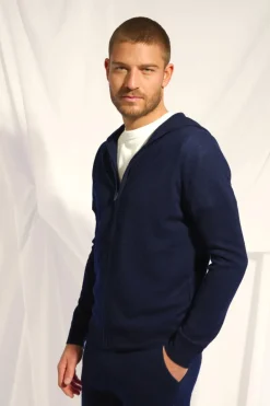 ELLIOT gilet col zippé capuche navy