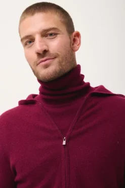 ELLIOT gilet col zippé capuche bordeaux