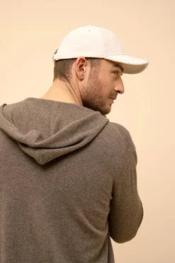 ELLIOT gilet col zippé capuche taupe chiné