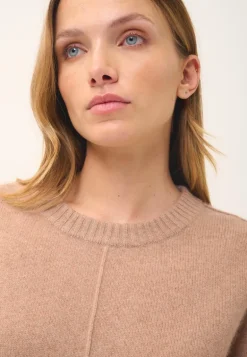 EMMA pull col rond camel chiné