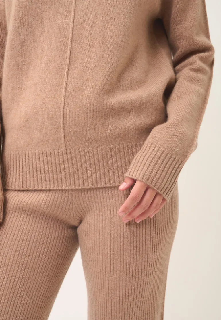 EMMA pull col rond camel chiné
