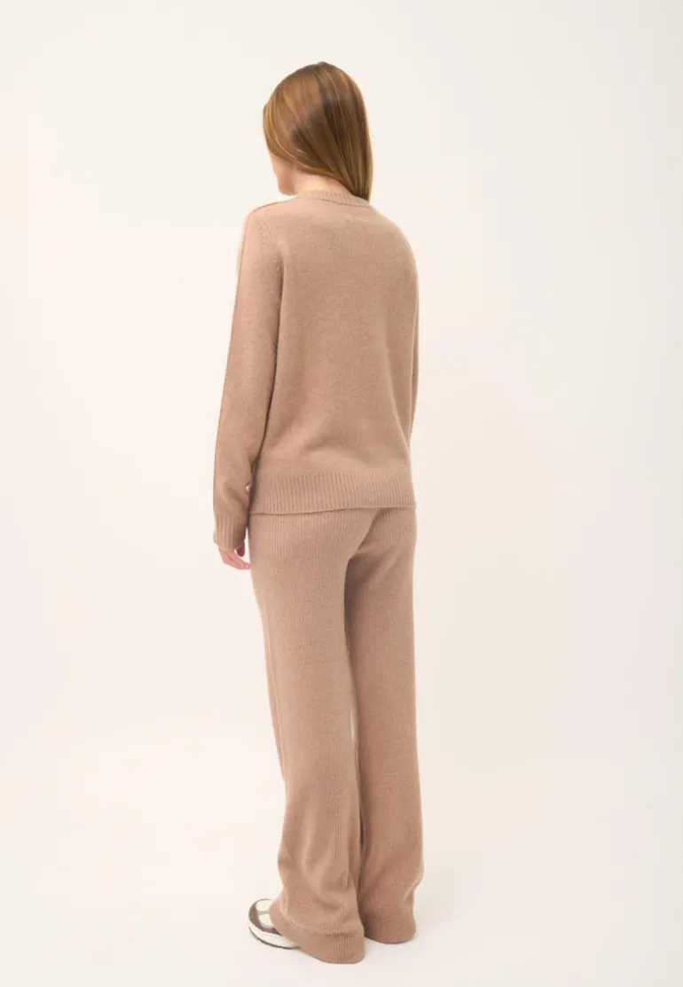 EMMA pull col rond camel chiné