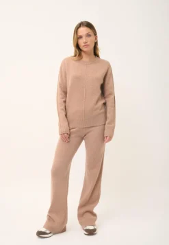 EMMA pull col rond camel chiné