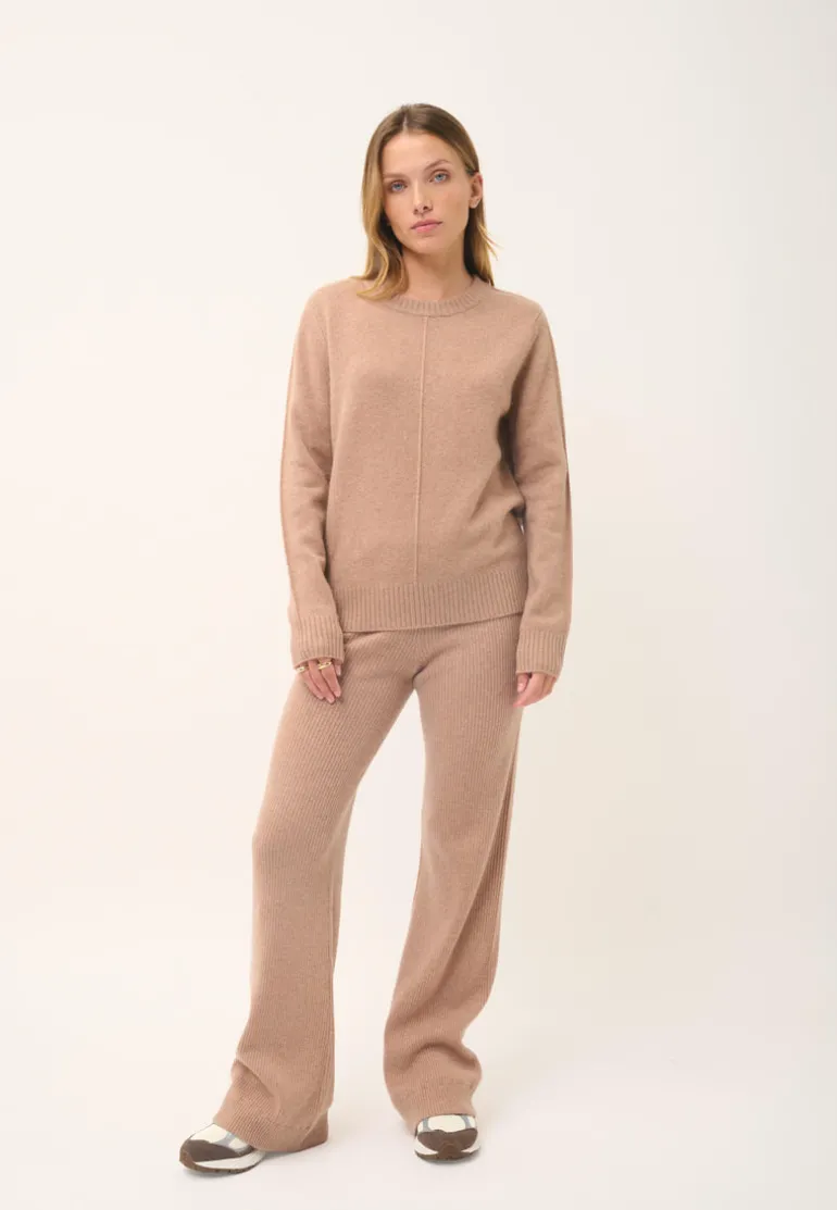EMMA pull col rond camel chiné