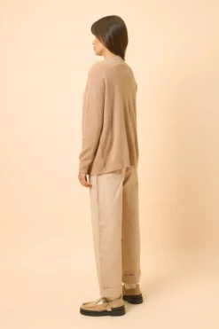 ERVIE gilet col mao camel chiné