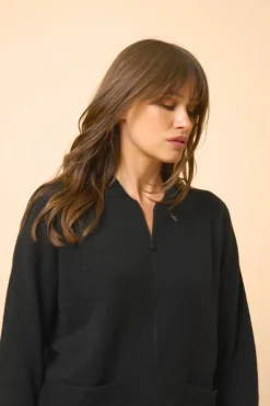 ERVIE gilet col mao noir