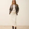 ERVIE gilet col mao taupe chiné