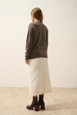 ERVIE gilet col mao taupe chiné
