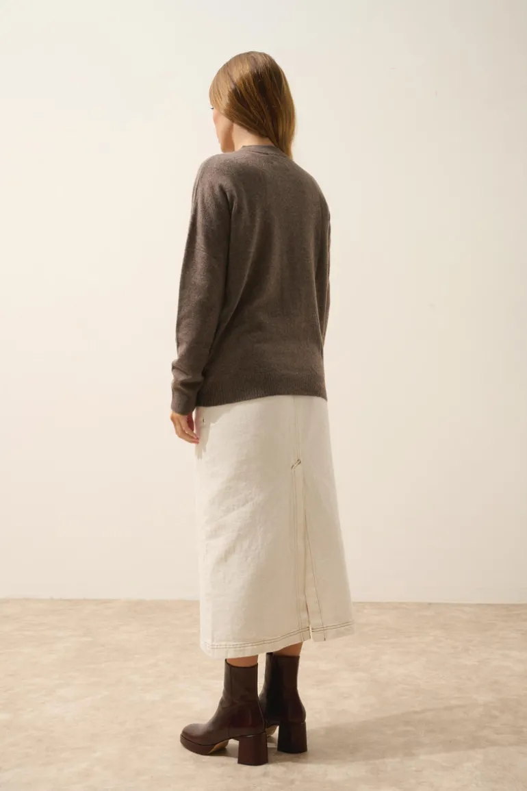 ERVIE gilet col mao taupe chiné