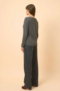FIONA pull col bateau anthracite chiné