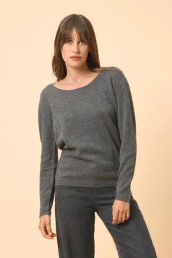 FIONA pull col bateau anthracite chiné