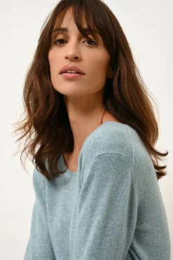 FIONA pull col bateau aqua chiné