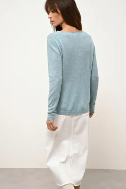 FIONA pull col bateau aqua chiné