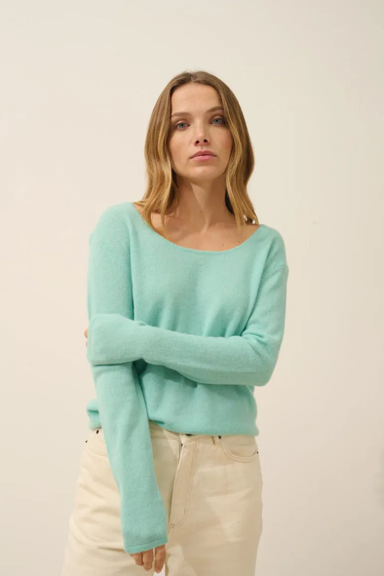 FIONA pull col bateau jade