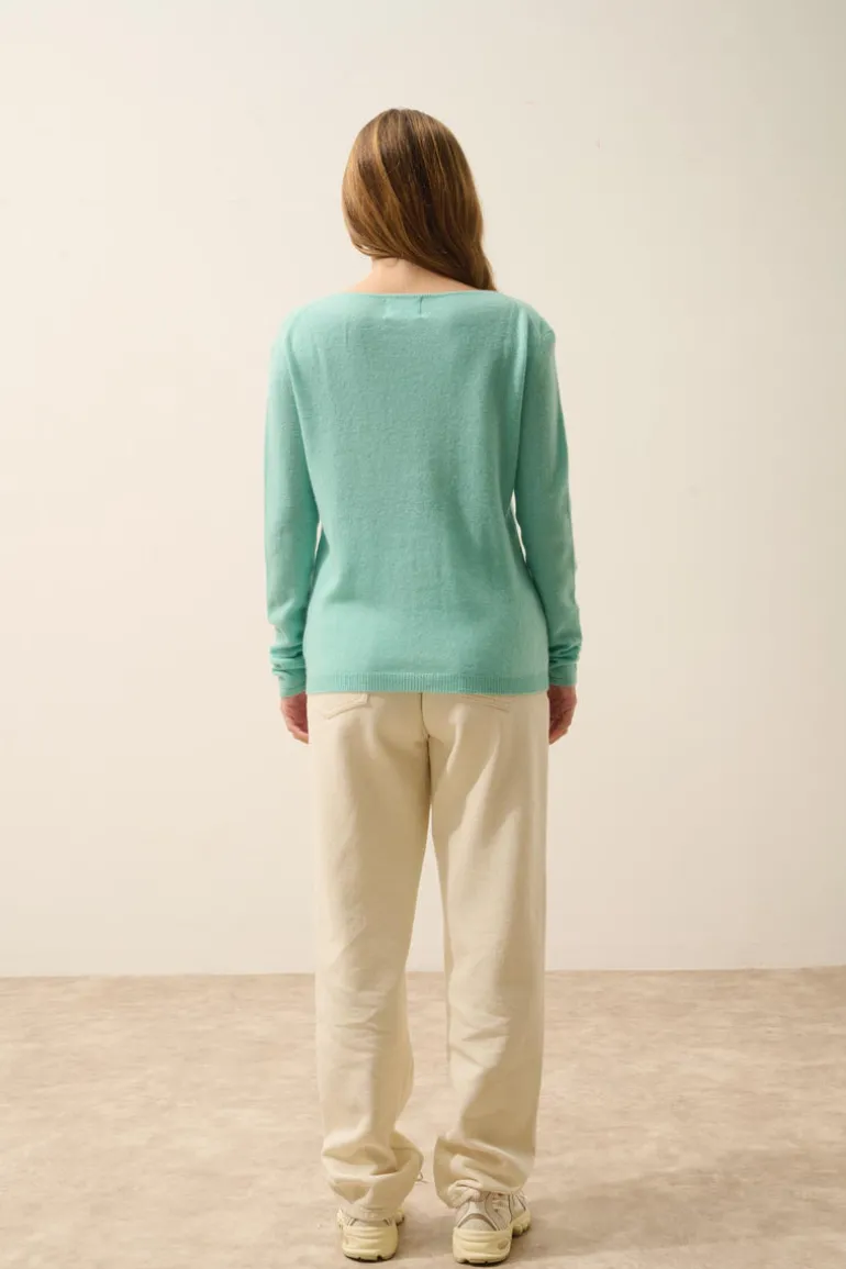 FIONA pull col bateau jade