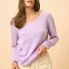 FIONA pull col bateau mauve chiné