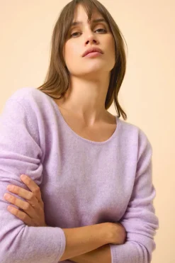 FIONA pull col bateau mauve chiné