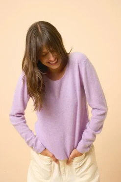 FIONA pull col bateau mauve chiné