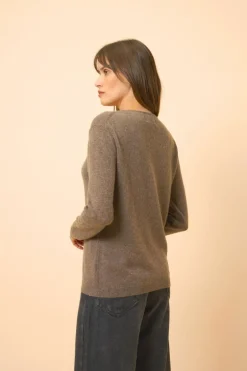 FIONA pull col bateau taupe chiné