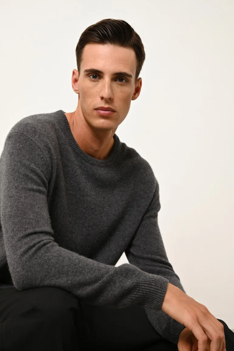 GABIN pull col rond anthracite chiné