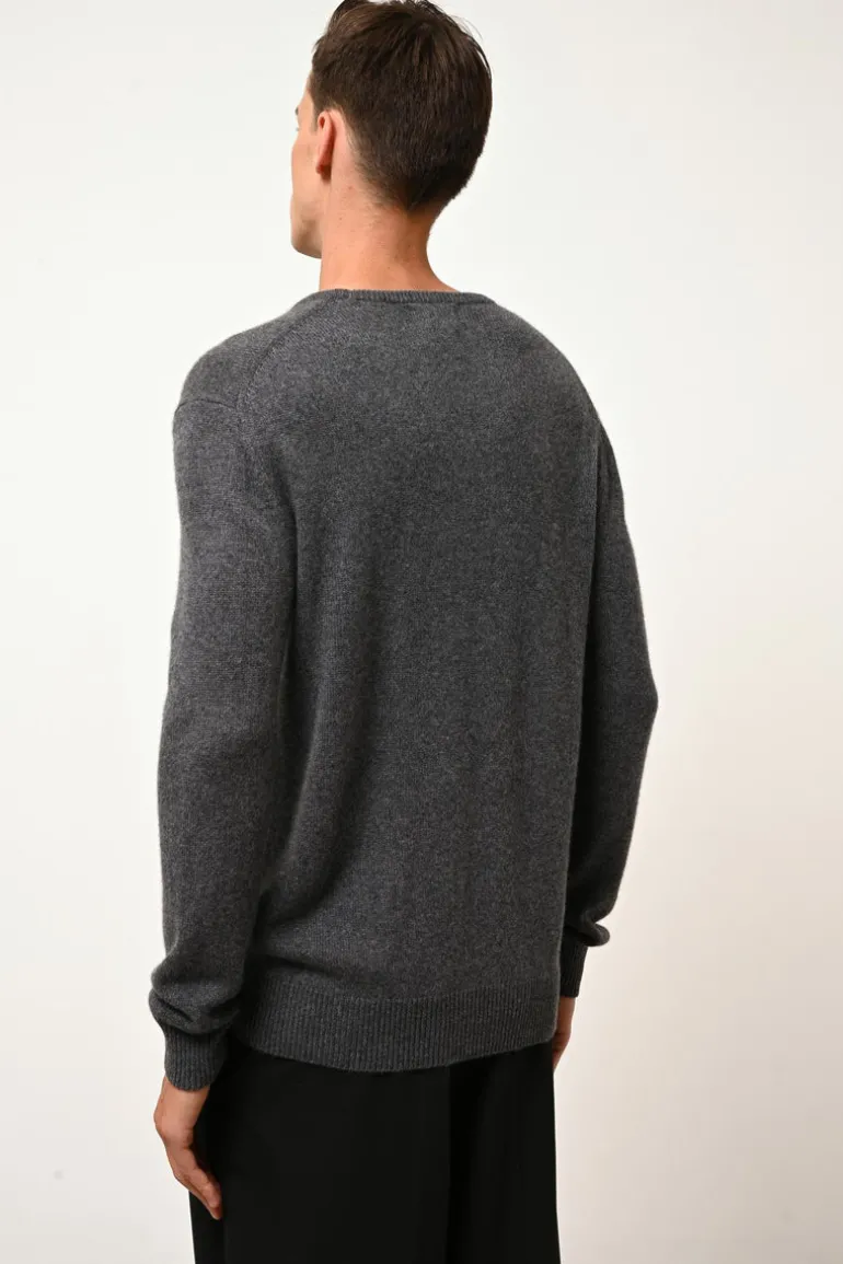 GABIN pull col rond anthracite chiné
