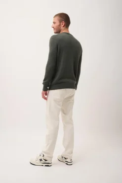 GABIN pull col rond kaki chiné