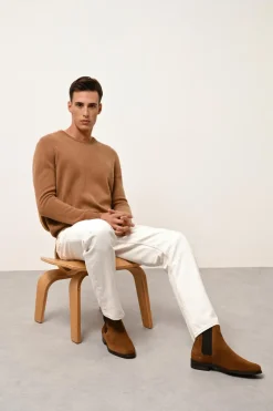 GABIN pull col rond noisette