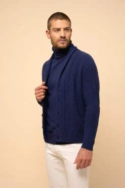 GARMA veste col châle bleu nuit